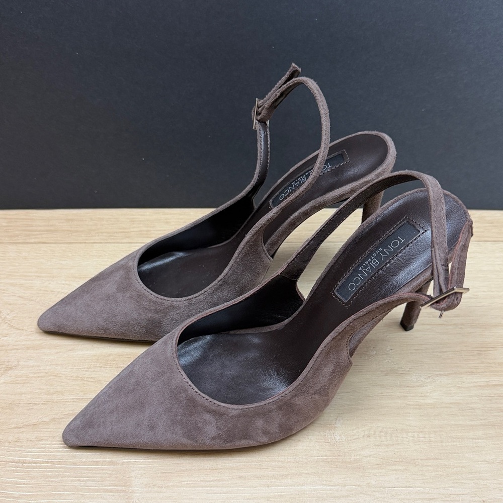 Tony Bianco Asti Slingback Pointed Toe Pump espresso suede, SIZE 7 - Picture 7 of 11
